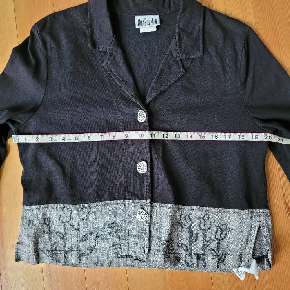 Vintage Nina Piccalino 100% cotton blazer lagom lagenlook earthy boho quirky art - Picture 11 of 13